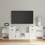 vidaXL Meubles TV 5 Pièces avec rangement ODDA blanc bois de pin massif
