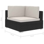 vidaXL Salon de jardin 4 Pièces avec coussins résine tressée noir