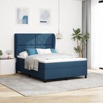 vidaXL Lit ressort bleu avec matelas  140 x 200 cm en tissu.