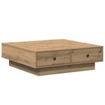vidaXL Table Basse Chêne Artisan Placage  MDF 90 x 90 x 28 cm Rangement