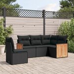 vidaXL Salon de jardin 5 Pièces avec coussins noir résine tressée