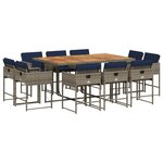 vidaXL Ensemble à manger de jardin 11 Pièces coussins gris résine tressée