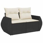 vidaXL Salon de jardin 6 Pièces avec coussins noir résine tressée