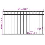 vidaXL Panneau de clôture Acier 1 7x0 8 m Noir