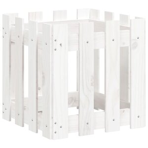 vidaXL Jardinière avec design de clôture blanc 40x40x40 cm pin massif