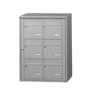 Bloc collectif Leabox 2x3 grade 3 simple face extérieur fixation murale gris clair ral 7035 finition brillante