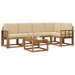 vidaXL Ensemble de canapés d'extérieur 6 pc Naturel et Beige