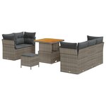 vidaXL Ensemble de canapé de jardin 8 pièces avec coussins gris rotin synthétique acacia