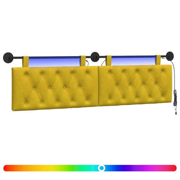 vidaXL Tête de lit suspendue Jaune Velours