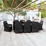 vidaXL Ensemble à manger de jardin avec coussins 9 Pièces noir