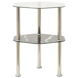 vidaXL Table 2 niveaux Transparent et noir 38x38x50cm Verre trempé