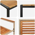Ensemble de repas de jardin vidaXL 5 pièces Beige Poly Rattan Acacia