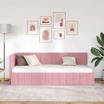 vidaXL Cadre de lit d'angle avec tête de lit Rose 80 cm x 200 cm tissu