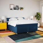 vidaXL Sommier à lattes de lit avec matelas Bleu 200x200 cm Tissu