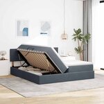 vidaXL Lit de rangement LED avec matelas Gris foncé 200 x 200 cm