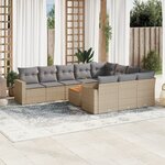 vidaXL Salon de jardin et coussins 11 Pièces mélange beige résine tressée