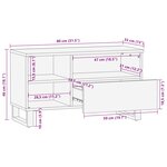 vidaXL Meuble TV Marron 80 x 33 x 46 cm Bois de mangue massif