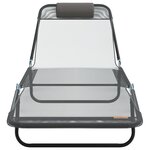 vidaXL Chaises Longues Pliables 2 Pièces avec Appui-tête Grise Textilène