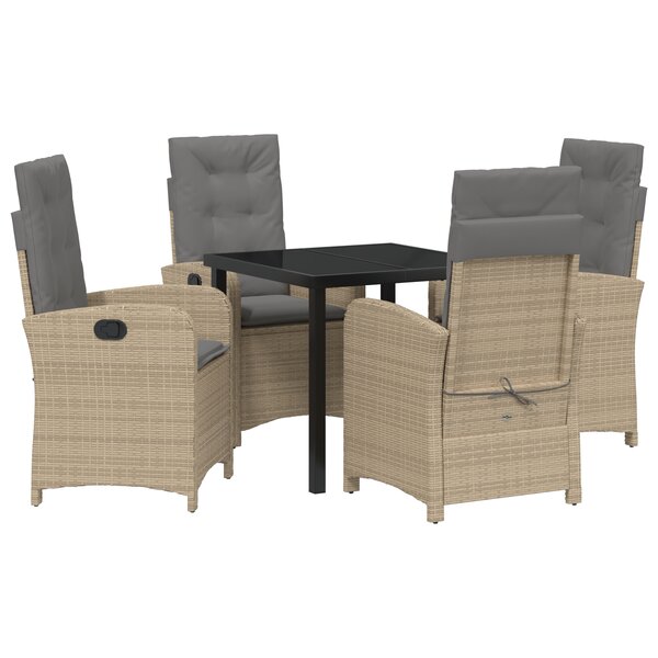 vidaXL Ensemble de jardin 5 pièces avec coussins Beige Poly Rattan