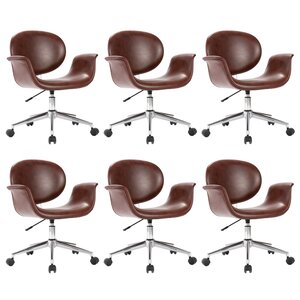 vidaXL Chaises pivotantes à manger lot de 6 marron similicuir