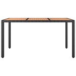 vidaXL Table de jardin plateau en bois Noir Résine tressée bois massif