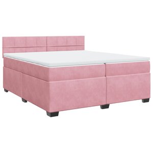 vidaXL Sommier à lattes de lit avec matelas Rose 200x200 cm Velours