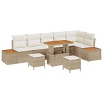 vidaXL Ensemble de canapé de jardin 9 Pièces Beige polyrotin