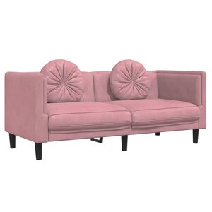 vidaXL Canapé avec coussins 2 places rose velours