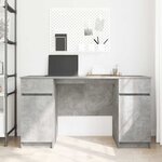 vidaXL Bureau avec porte Gris béton 140 x 49 x 76 cm Bois d'ingénierie
