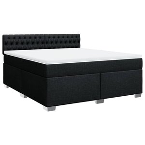 vidaXL Sommier à lattes de lit avec matelas Noir 180x200 cm Tissu