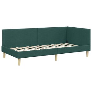 vidaXL Cadre de lit d'angle Vert foncé 90 cm x 200 cm tissu