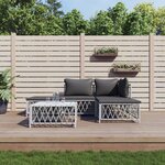 vidaXL Salon de jardin avec coussins 5 Pièces blanc acier