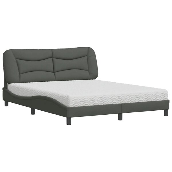 vidaXL Lit avec matelas gris foncé 160x200 cm tissu
