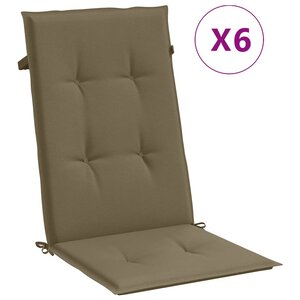 vidaXL Coussins de chaise à dossier haut lot de 6 taupe mélangé tissu
