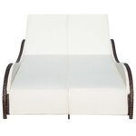 vidaXL Chaise longue double avec coussin Résine tressée Marron