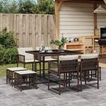 vidaXL Ensemble à manger de jardin et coussins 9 Pièces marron poly rotin