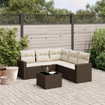 vidaXL Salon de jardin avec coussins 6 Pièces marron résine tressée