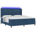 vidaXL Lit à ressort LED avec matelas Bleu 200 x 200 cm tissu