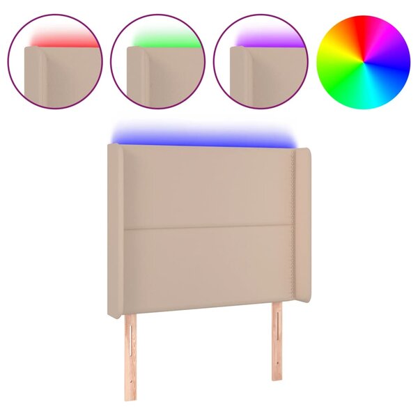 vidaXL Tête de lit à LED Cappuccino 93x16x118/128 cm Similicuir