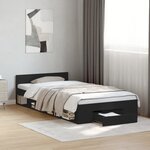vidaXL Cadre de lit avec tiroir sans matelas noir 75x190 cm