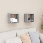 vidaXL Étagères cube murales 2 Pièces Gris béton 26x15x26 cm