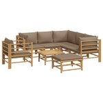 vidaXL Salon de jardin 8 Pièces avec coussins taupe bambou
