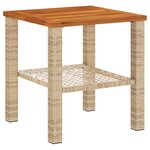 vidaXL Table de jardin beige 40x40x42 cm résine tressée et bois acacia