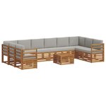 vidaXL Ensemble de canapés d'extérieur 11 Pièces Gris Naturel et Clair