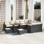 vidaXL Ensemble de canapé de jardin avec coussin 12 Pièces Noir et crème
