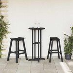 vidaXL Set de bar jardin 3 pièces noir en HDPE