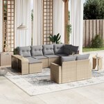 vidaXL Salon de jardin avec coussins 10 Pièces beige résine tressée