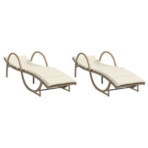 vidaXL Chaises longues lot de 2 avec coussins beige résine tressée