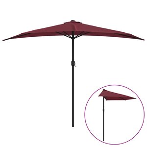 vidaXL Parasol de balcon mât en aluminium Bordeaux 300x155x223 cm Demi