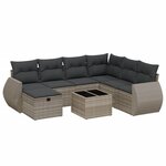 vidaXL Salon de jardin 8 Pièces avec coussins gris clair résine tressée